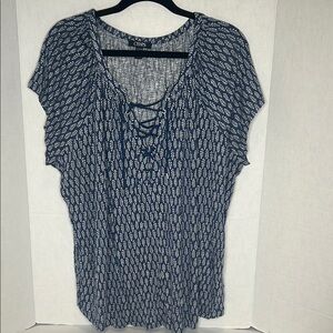 Plus size Chaps Blue Patterned Women's Top